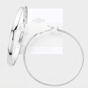 Silver Hoop Earrings 2.3" Round Everyday Casual Simple Style Metal Circle